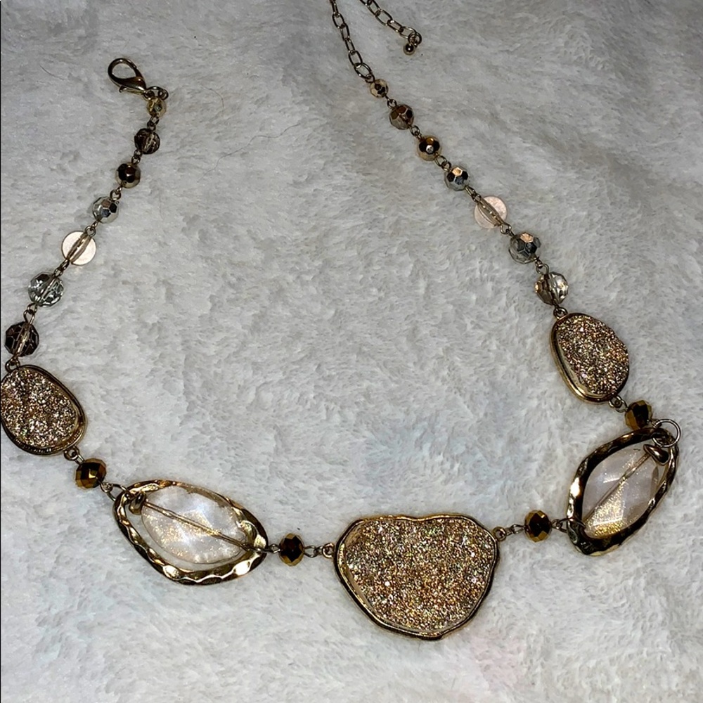 Gold rock statement necklace